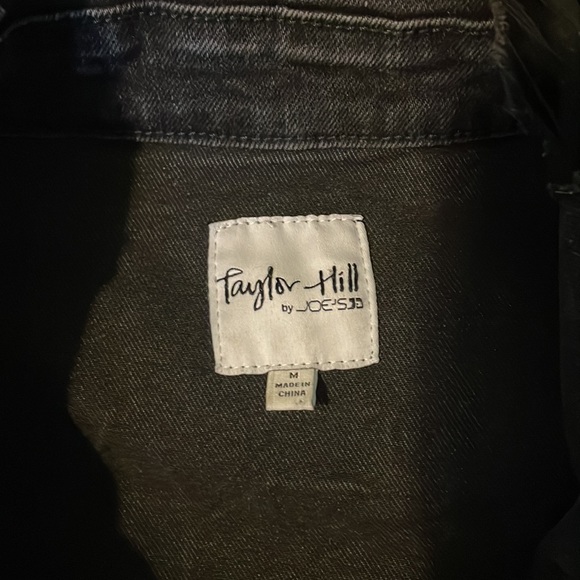 Taylor Hill x JOE’S JEANS Princess Black Distressed Denim Cropped Jacket EUC M - Picture 8 of 12